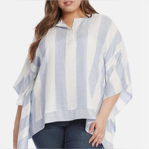 NWT KAREN KANE RIVIERA KIMONO STYLE STRIPED BLOUSE SIZE 3X - Picture 1 of 9